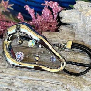 Silver Black Cord Iridescent Swarovski Crystal Bracelet $16ea or bundle 3/ $25